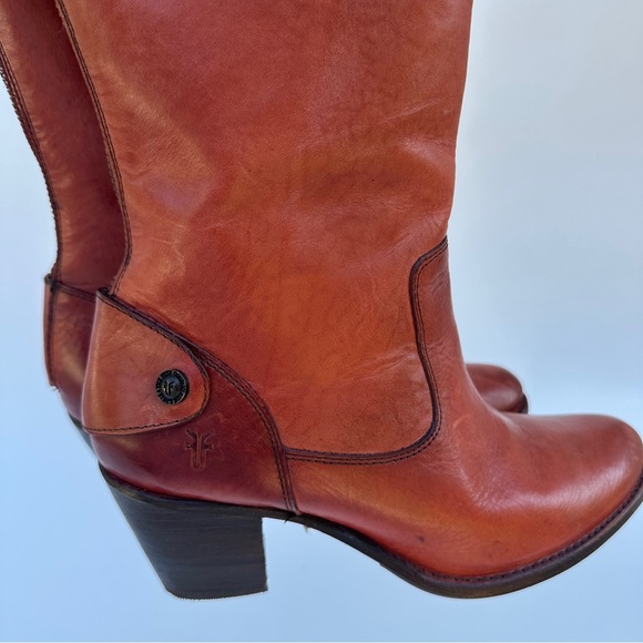 Frye Melissa button back Zip Tall Leather Boots 7.5M - Picture 9 of 12